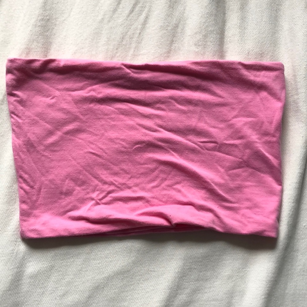 topshop cropped bubblegum neon pink tube top